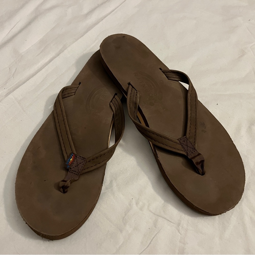 Rainbow flip flops, like new